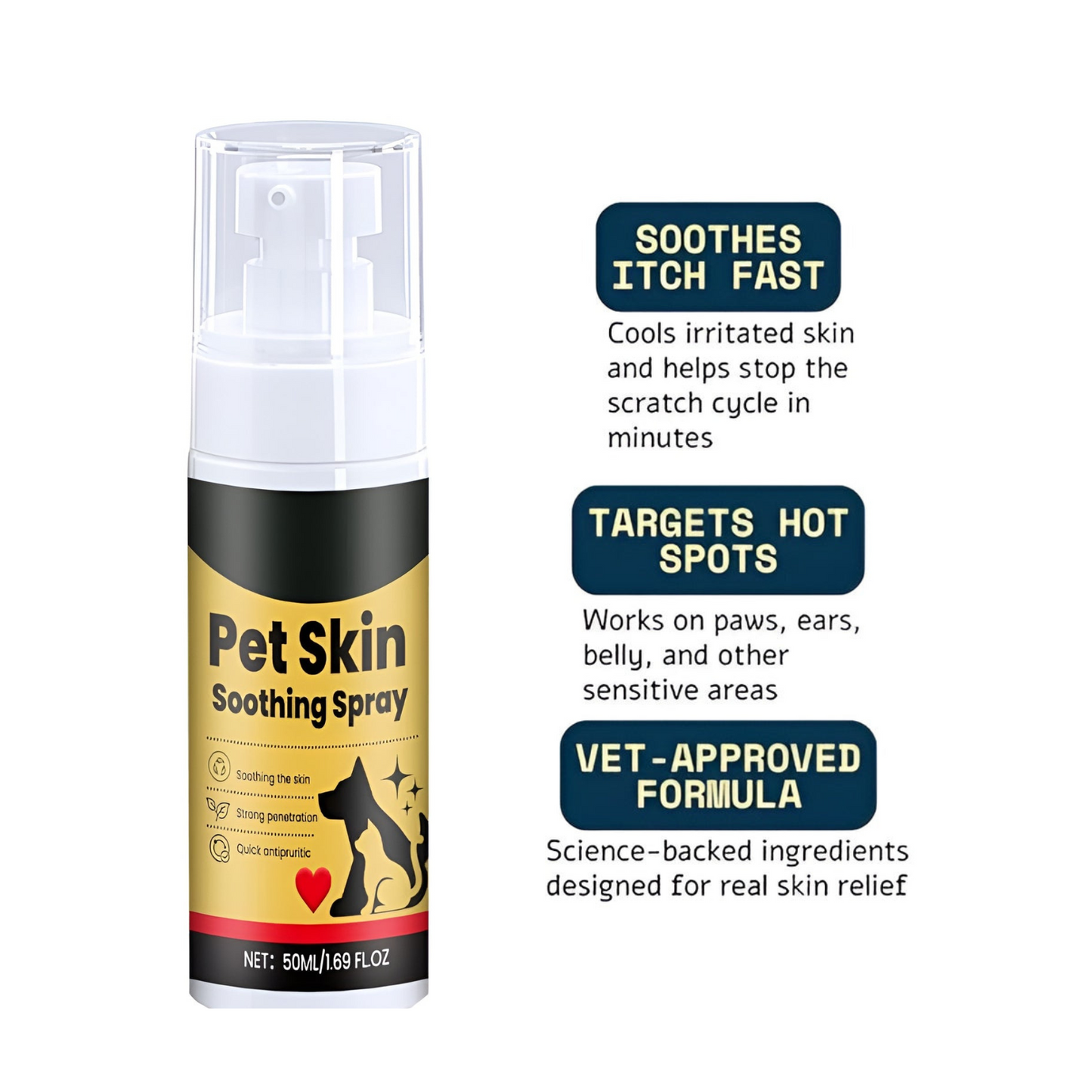 Vet backed skin relief spray